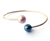 photo of Wendy Mignot Adjustable Gold-filled Natalie Bangle with Tahitian and Freshwater Pearls (Black and Pink)