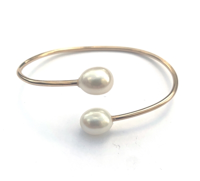 photo of Wendy Mignot Adjustable 14k Gold-Filled Natalie Bangle with Freshwater Pearls (White/White)