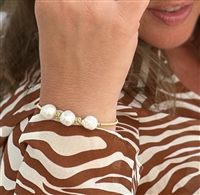 Renoir 3 Pearl Bangle - White