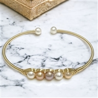 photo of Wendy Mignot Gaughin Petite Five Pearl Brass Bangle