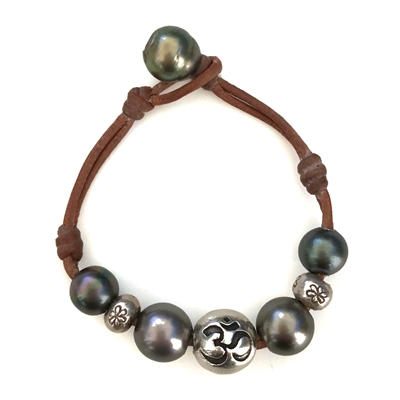 photo of Wendy Mignot Namaste Om Tahitian Pearl and Leather Bracelet