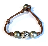 photo of Wendy Mignot Om Woman Tahitian Pearl and Leather Bracelet