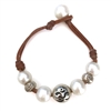 photo of Wendy Mignot Namaste Om Freshwater Pearl and Leather Bracelet
