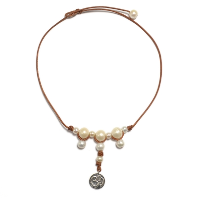 Fine Pearls and Leather Jewelry by Designer Wendy Mignot Lotus Necklace