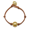 photo of Wendy Mignot South Sea Gold Single Pearl and Leather Bracelet