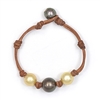 photo of Wendy Mignot Three Tahitian Pearl and South Sea Gold Pearl and Leather Bracelet