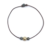 photo of Wendy Mignot Daisy Tahitian Pearl and South Sea Gold Pearl and Leather Necklace