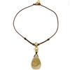 photo of Wendy Mignot Golden Druzy with South Sea Pearls and Leather Necklace