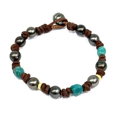 Fine Pearls and Leather Jewelry by Designer Wendy Mignot All Around the World Tahitian Bracelet