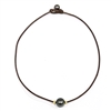 photo of Wendy Mignot Bora Bora Single Tahitian Pearl and Leather with 22k rondelles Necklace