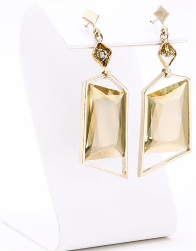 Custom citrine and diamond in yellow gold earrings by Janesko