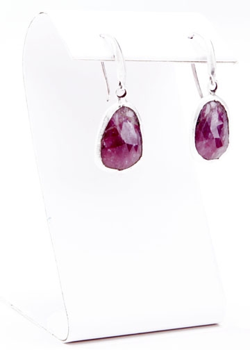 Custom Pink Sapphire and Fine Silver earrings by Janesko