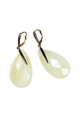 Custom Tong Earrings With Jade Stones