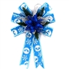 Large Statement Holiday Bow Christmas Swag for Wall - Blue and Silver - ALEKO