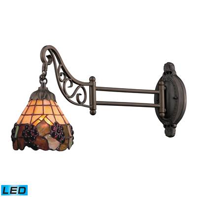 ELK Mix-N-Match 1 Light LED Swingarm In Vintage Antique With Stained Glass - 079-TB-07-LED