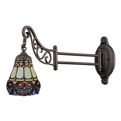 ELK Mix-N-Match 1 Light Swingarm In Bronze And Multicolor Glass - 079-TB-21