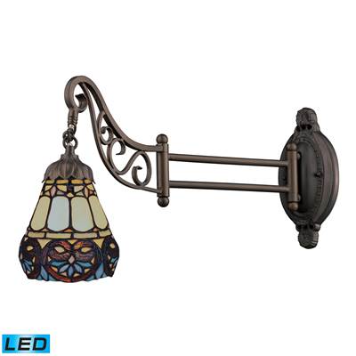 ELK Mix-N-Match 1 Light LED Swingarm In Bronze And Multicolor Glass - 079-TB-21-LED