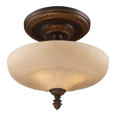 ELK Restoration Flushes 3 Light Semi Flush In Antique Golden Bronze - 08094-AGB