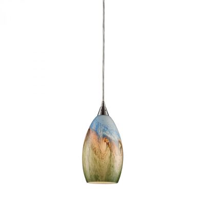 ELK Geologic 1 Light Pendant In Satin Nickel And Multicolor Glass - 10077/1