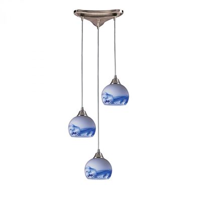 ELK Lighting Mela 3 Light Pendant In Satin Nickel And Mountain - 101-3MT