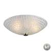 ELK Fusion 2 Lt Semi Flush In Satin Nickel & White Mosaic Glass - 10139/2WHT-LA