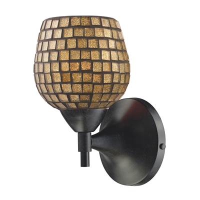 ELK Celina 1 Light Sconce In Dark Rust And Gold Glass - Polished Chrome - 10150/1DR-GLD