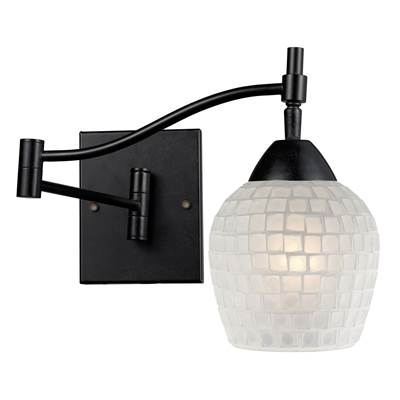 ELK Celina 1 Light Swingarm Sconce In Dark Rust And White - 10151/1DR-WHT