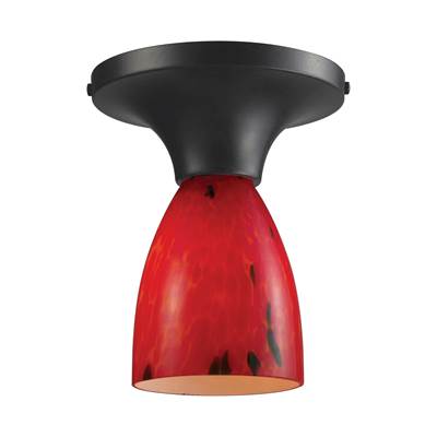 ELK Celina 1 Light Semi Flush In Dark Rust And Fire Red - 10152/1DR-FR