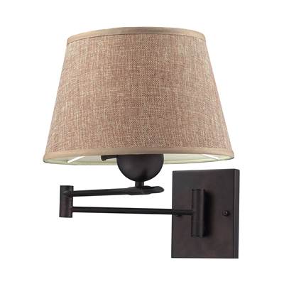ELK Swingarms 1 Light Swingarm Sconce In Aged Bronze With Tan Shade - 10291/1
