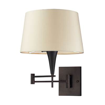 ELK Swingarms 1 Light Swingarm Sconce In Aged Bronze With Beige Shade - 10292/1