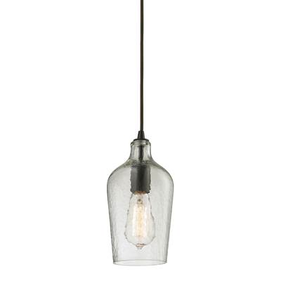 ELK Hammered Glass 1 Light Pendant In Oil Rubbed Bronze And Clear Glass - 10331/1CLR