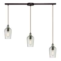 ELK Hammered Glass 3 Light Pendant In Oil Rubbed Bronze And Clear Glass - 10331/3L-CLR