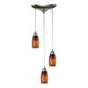 ELK Lighting Milan 3 Light Pendant In Satin Nickel And Espresso Glass - 110-3ES