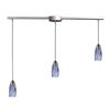 ELK Lighting Milan 3 Light Pendant In Satin Nickel And Starburst Blue Glass - 110-3L-BL