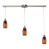 ELK Lighting Milan 3 Light Pendant In Satin Nickel And Espresso Glass - 110-3L-ES