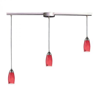 ELK Lighting Milan 3 Light Pendant In Satin Nickel And Fire Red Glass - 110-3L-FR