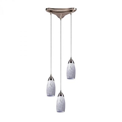 ELK Lighting Milan 3 Light Pendant In Satin Nickel And Snow White Glass - 110-3SW