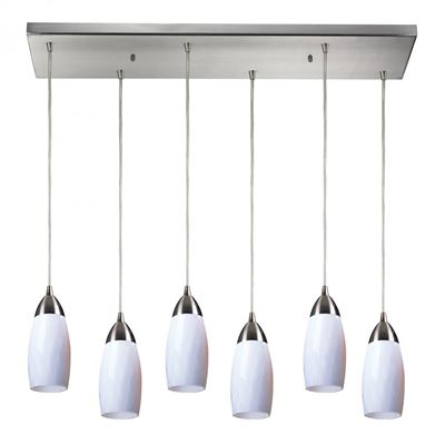 ELK Lighting Milan 6 Light Pendant In Satin Nickel And Simply White Glass - 110-6RC-WH