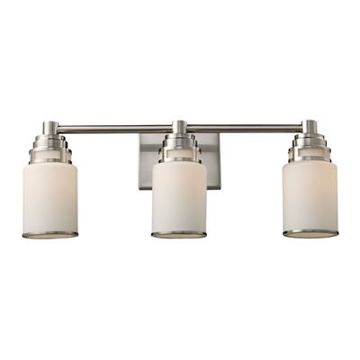 ELK Bryant 3 Light Vanity In Satin Nickel And Opal White Glass - 11266/3