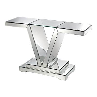 Mirrored Console Table With Clear Glass Top