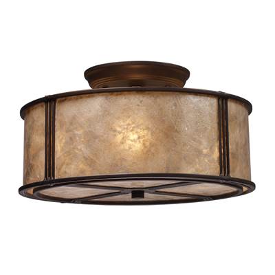 ELK Barringer 3 Light Semi Flush In Aged Bronze And Tan Mica - 15031/3