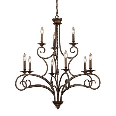 ELK Gloucester 9 Light Chandelier In Weathered Bronze - Antique Bronze - 15043/6+3