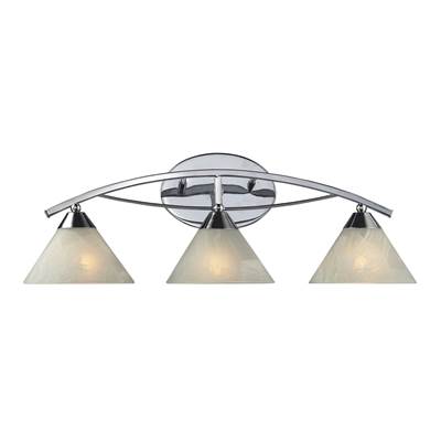 ELK Elysburg 3 Light Vanity In Polished Chrome And White Glass - 17023/3