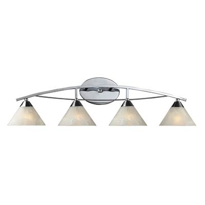 ELK Elysburg 4 Light Vanity In Polished Chrome And White Glass - 17024/4