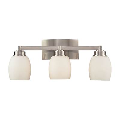 ELK Northport 3 Light Vanity In Satin Nickel And Opal White Glass - 17102/3