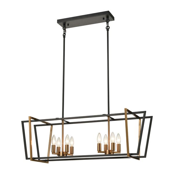 Elk Bridgette 8-Light Island Light - Matte Black, Satin Brass - 18357/8