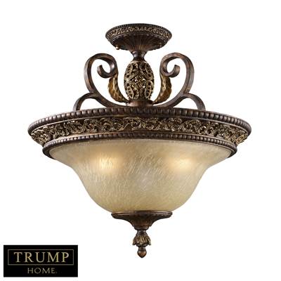 ELK Regency 3 Light Semi Flush In Burnt Bronze And Gold Leaf - 2157/3