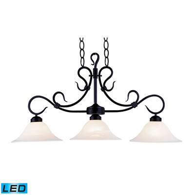 ELK Buckingham 3 Light LED Island In Matte Black And White Faux Marble Glass - 247-BK-LED