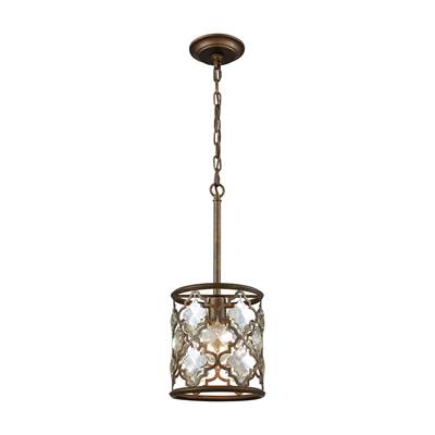 ELK Armand 1 Light Pendant In Weathered Bronze With Champagne Plated Crystal - 31094/1