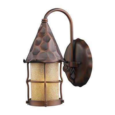 ELK Rustica 1 Light Outdoor Wall Sconce In Antique Copper And Scavo Glass - 381-AC